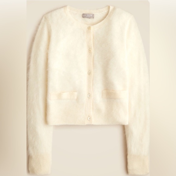 J. Crew Brushed Cashmere Cardigan Sweater Soft  Ivory!! - Picture 3 of 12